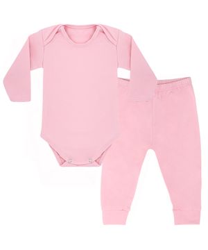 Kit Pijama Térmico Body e Calça Bebê Energy Thermo Dry Rosa Everly