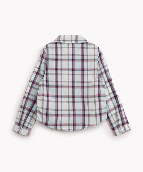 camisa de algodão infantil xadrez manga longa azul