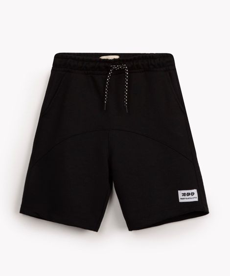 short de moletom juvenil com recorte preto - preto