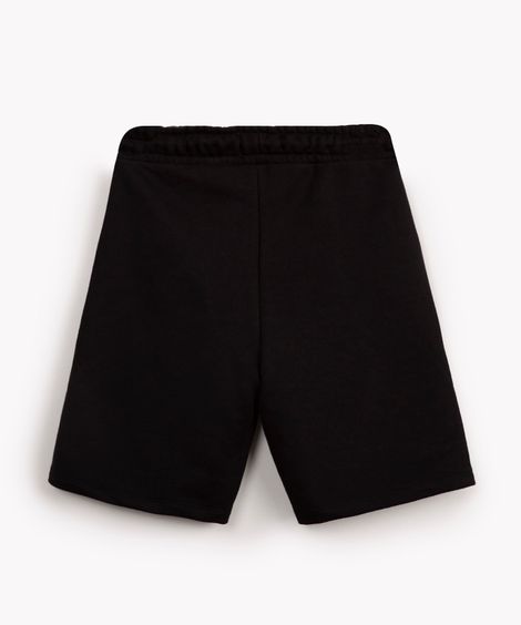 short de moletom juvenil com recorte preto - preto