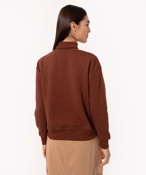 blusão de moletom feminino gola alta marrom