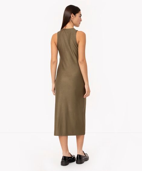 vestido midi de malha mindset verde militar