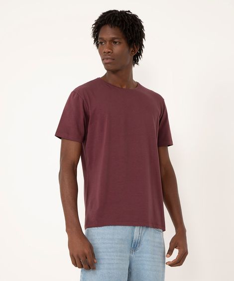 camiseta slim básica manga curta - vinho