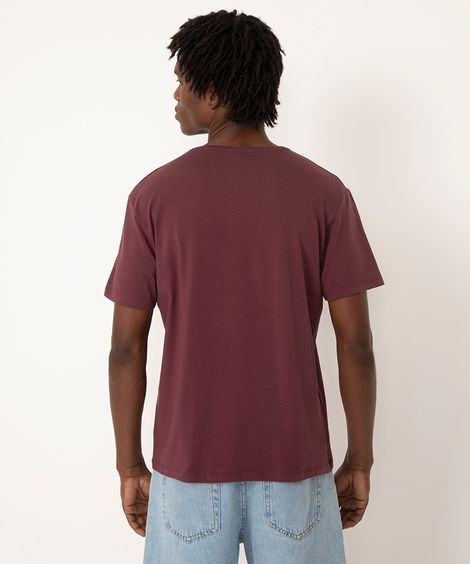 camiseta slim básica manga curta - vinho