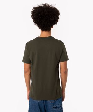 camiseta de algodão básica manga curta - VERDE MILITAR