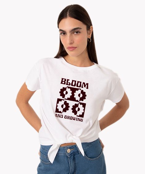 camiseta de algodão manga curta off white