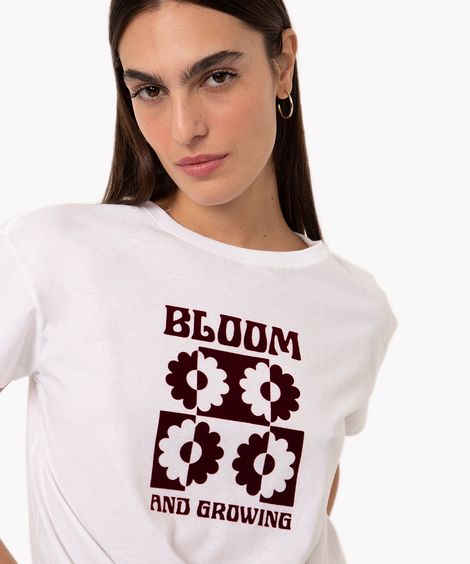 camiseta de algodão manga curta off white