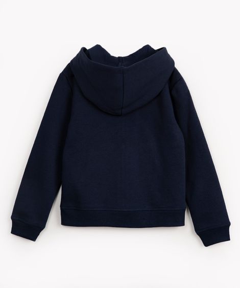 jaqueta de moletom infantil com capuz azul marinho