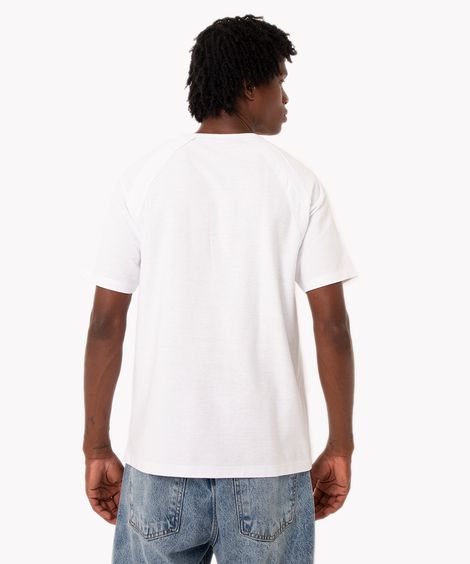 camiseta de moletinho manga curta raglan branca