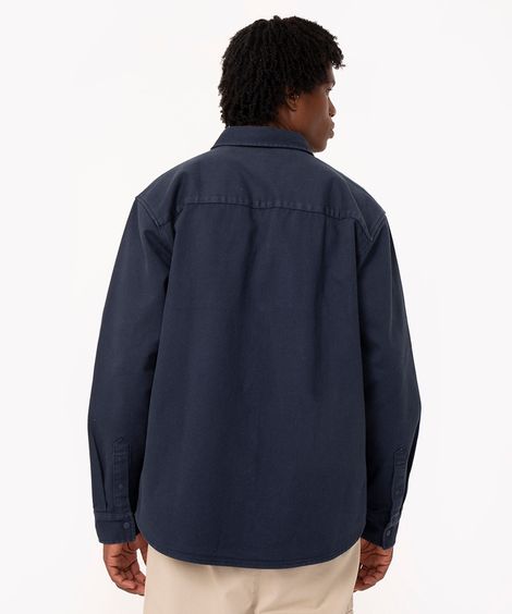 camisa overshirt de sarja manga longa azul marinho