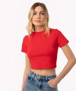 blusa básica baby look de algodão peruano vermelho