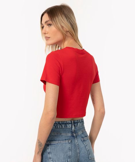 blusa baby look de algodão peruano vermelha