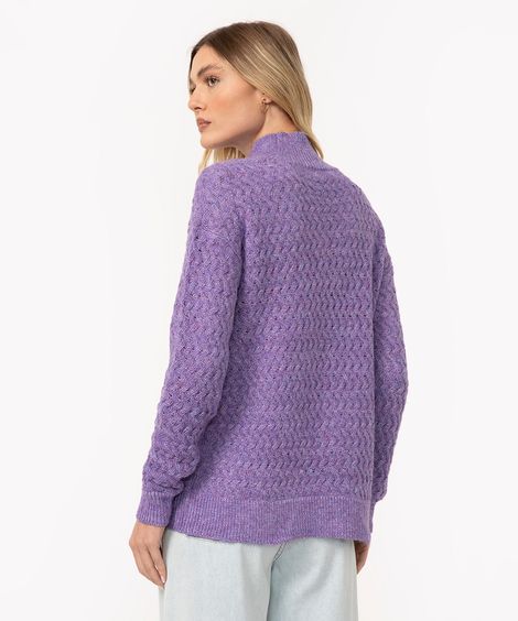suéter tricot gola alta lilás