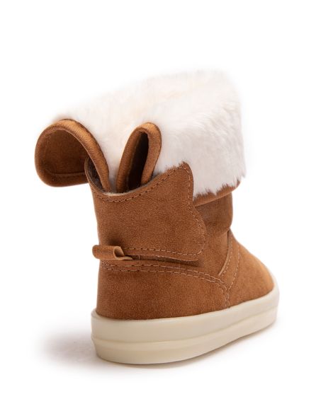 bota infantil cano médio com pelúcia marrom