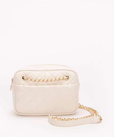 bolsa cross body matelassê alça corrente off white