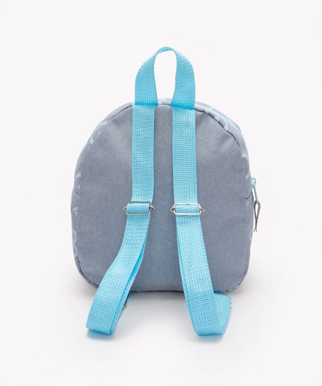 mochila infantil jeans corações azul claro