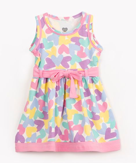 vestido curto infantil corações colorido