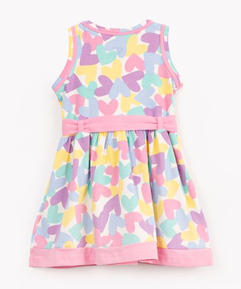 vestido curto infantil corações colorido