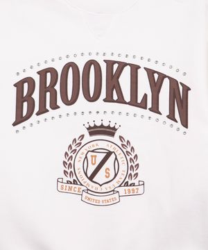 blusão juvenil de moletom brooklyn college off white