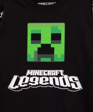camiseta infantil minecraft legends manga longa  preto