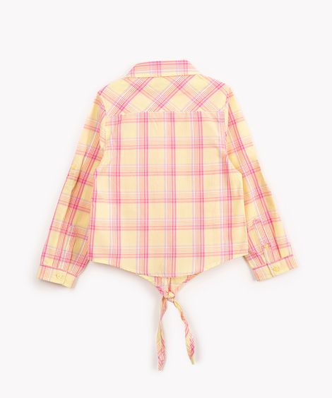 camisa infantil xadrez nozinho manga longa amarelo