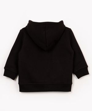 blusão infantil de moletom com capuz e bolso preto