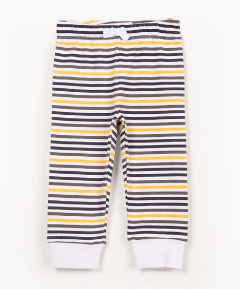 calça infantil básica listrada off white