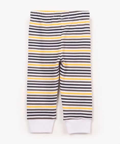 calça infantil básica listrada off white