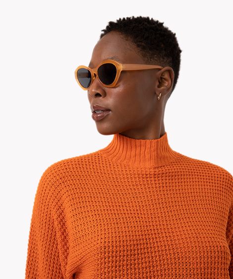 óculos de sol oval laranja