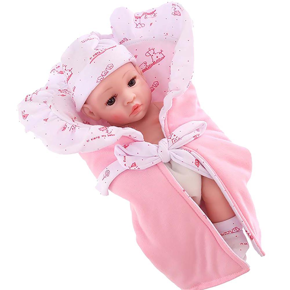 Boneca Reborn Laura Baby Mini Pink Flower com Acessórios - Rosa