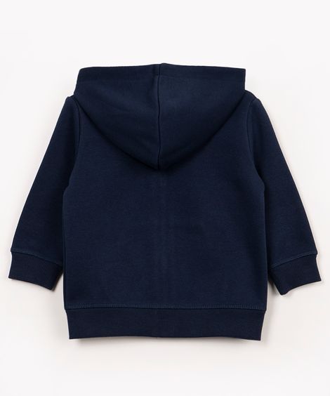 blusão infantil de moletom com capuz e bolso azul marinho - azul marinho