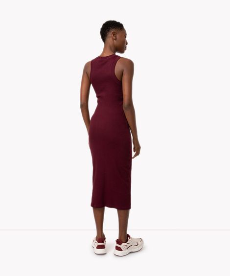 vestido básico midi decote halter neck vinho