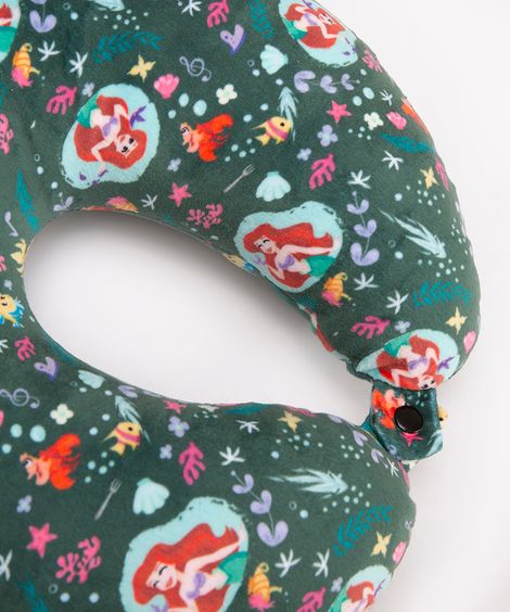 kit apoio de pescoço com máscara de dormir pequena sereia verde
