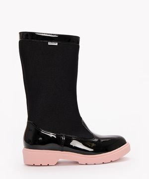 bota infantil cano alto molekinha preto