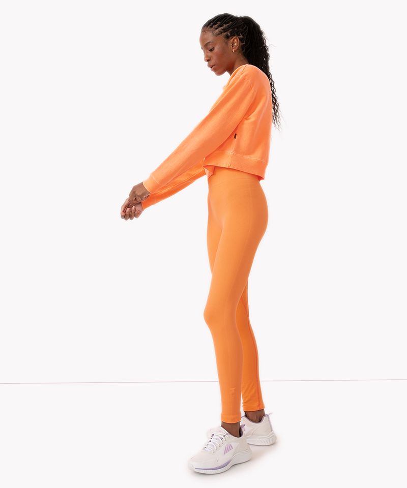 calça legging candy sem costura cós largo esportiva ace laranja neon