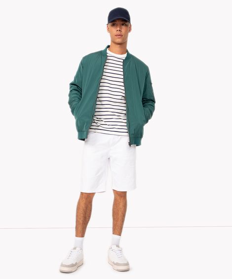 bermuda slim de sarja branca