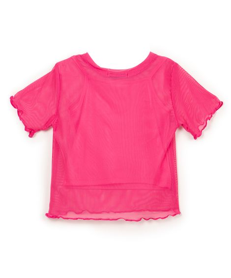 blusa infantil de tule manga curta rosa