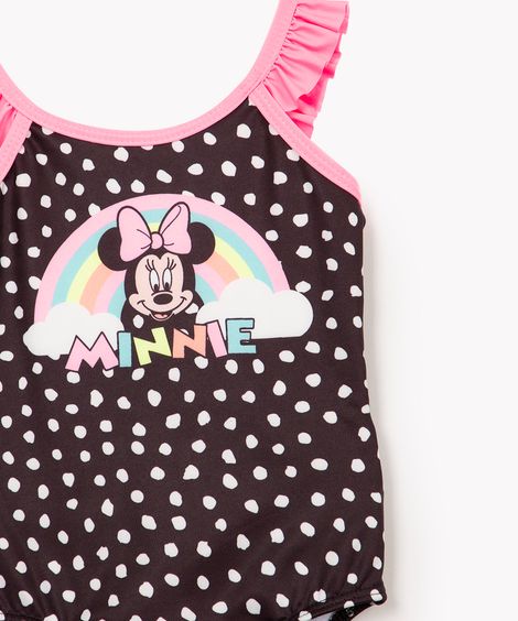 maiô infantil minnie mouse com proteção uv preto