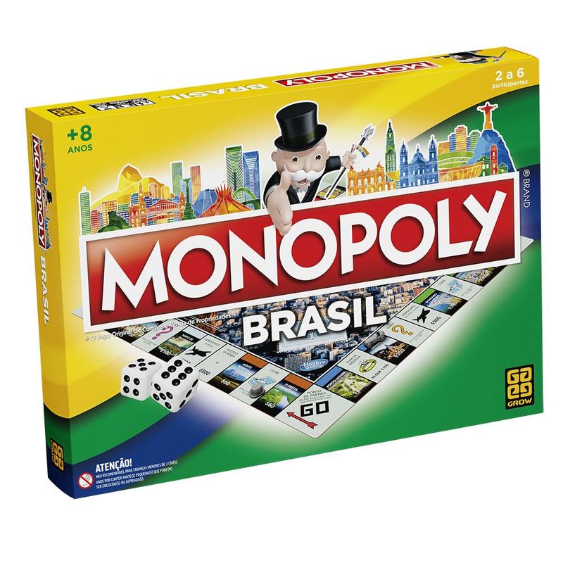 Jogo de Tabuleiro - Monopoly Brasil - Grow - De 02 a 06 Participantes