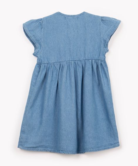 vestido jeans infantil com botões azul