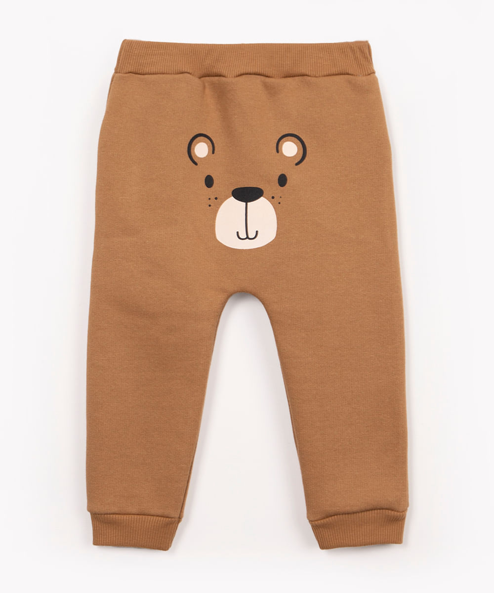 Calça infantil de moletom com urso, da C&A