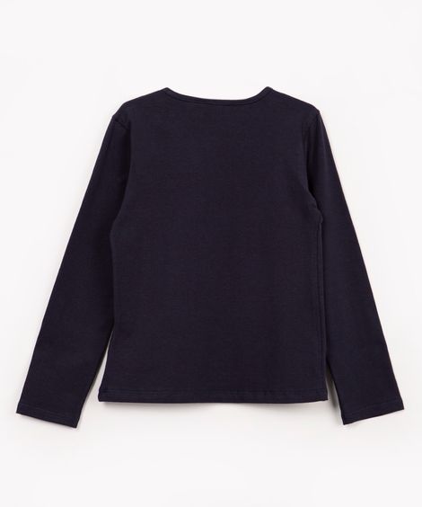 blusa infantil básica manga longa  azul marinho