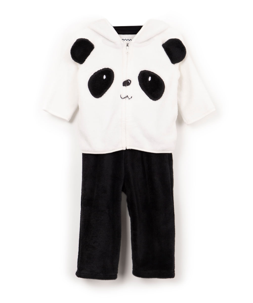 Conjunto panda com capuz para bebês, da C&A