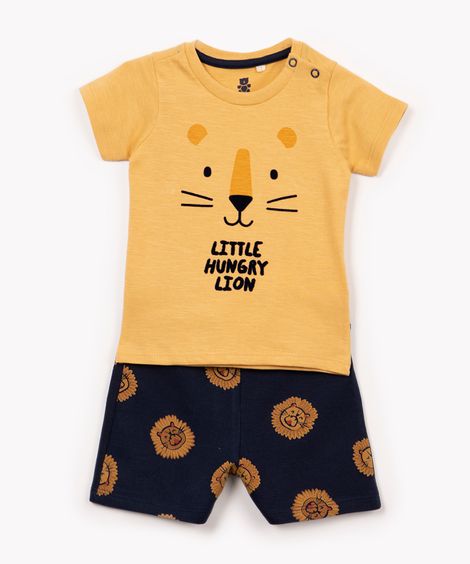 conjunto infantil de algodão leãozinho amarelo