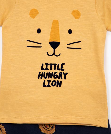 conjunto infantil de algodão leãozinho amarelo