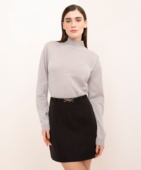 suéter de tricot gola alta mindset prata