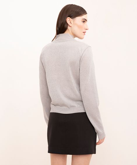 suéter de tricot gola alta mindset prata