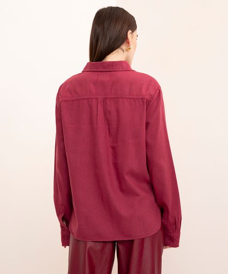 camisa de algodão manga longa mindset vinho