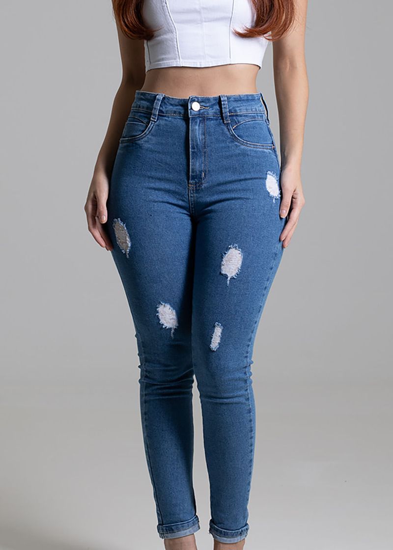 Jeans E Calças  Jeans Push Up Wonder Cropped Premium Wash Azul