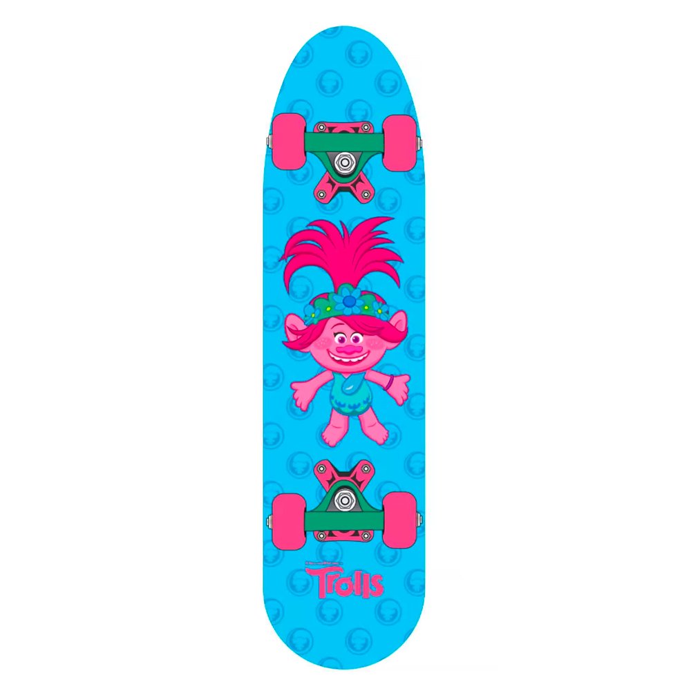 Skateboard - Trolls - Cruiser - Poppy - 60cm - Froes - Rosa e Azul